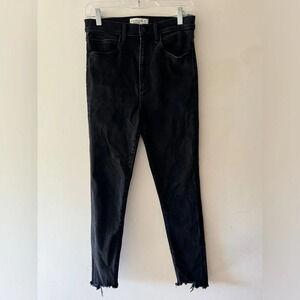 Abercrombie & Fitch The Super Skinny Ultra High Rise Black Distressed Hem Jeans‎